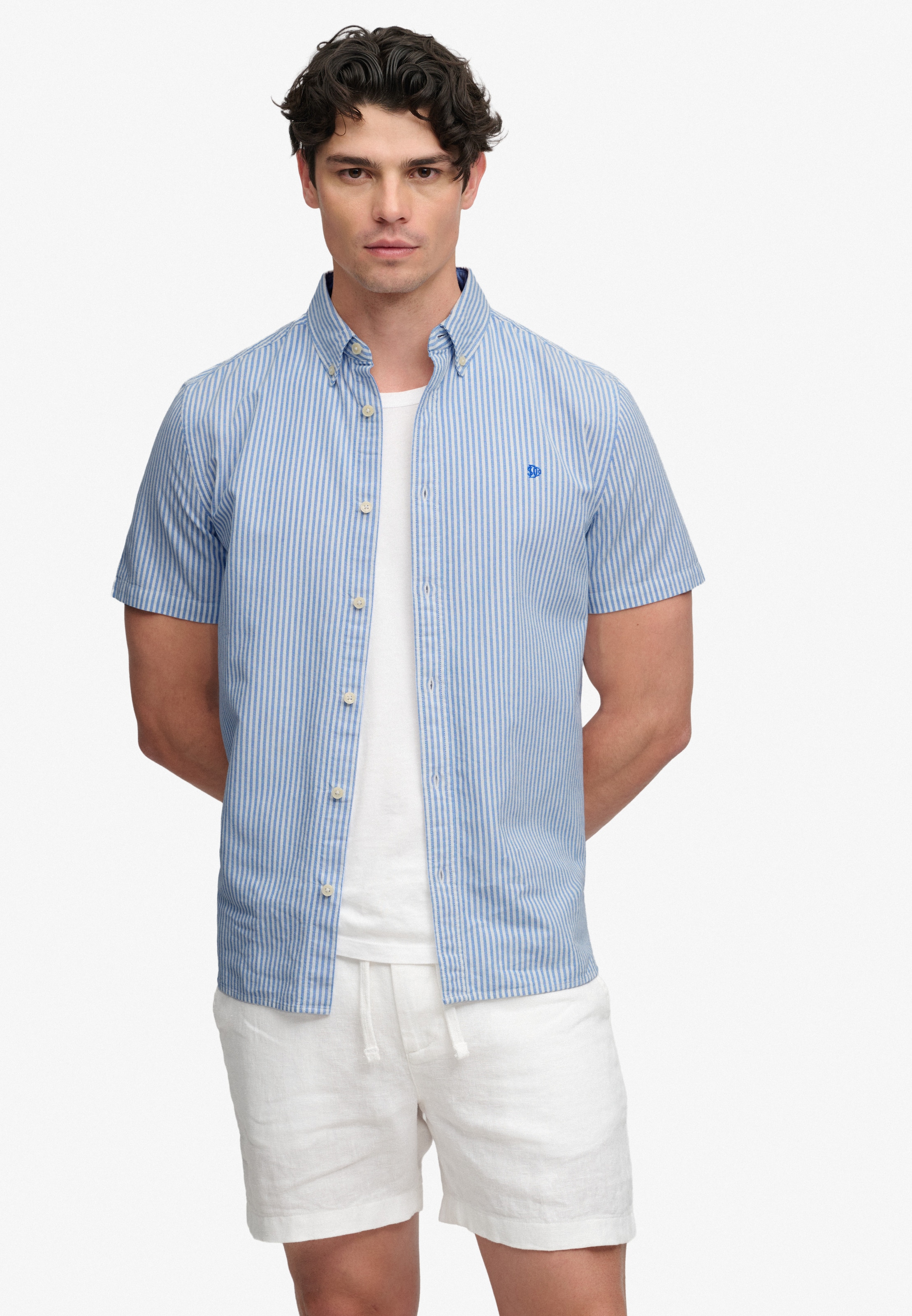 Superdry & Co Regular fit Overhemd in Blauw: voorkant