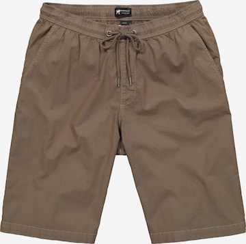 Men Plus Trousers in Brown: front