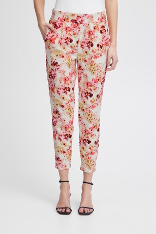 ICHI Tapered Pleat-front trousers 'KATE' in Mixed colours: front