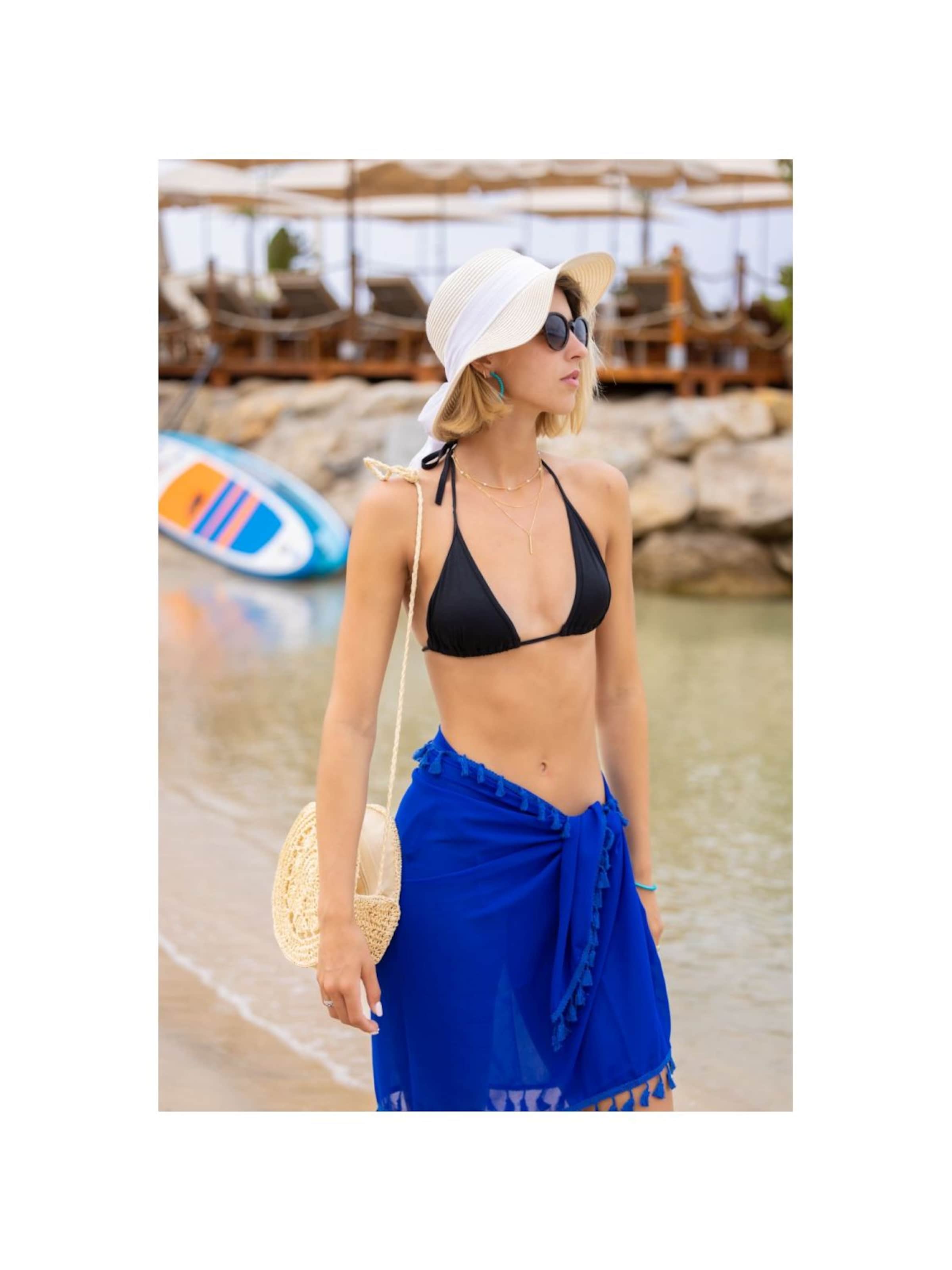 Gonna 'Paréo de plage FRINGES' di alberto cabale in blu