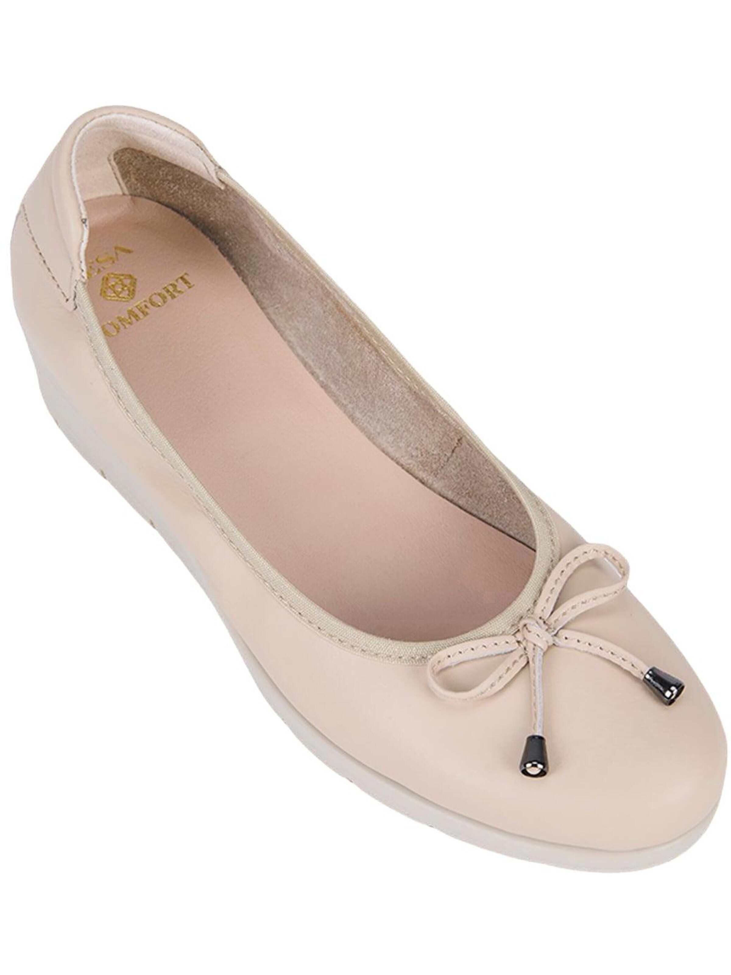 Desa - Bailarina 'DESA Damen DesaComfort Ballerinas aus Leder mit Keilabsatz und Schleifendetail' en beige