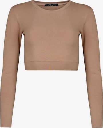 Evoni Funktionsshirt 'Bauchfrei' in Braun: Vorderseite