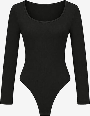 cfab Body 'Ribbed Longsleeve Sculpting Bodysuit with String' in Schwarz: Vorderseite