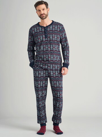 SCHIESSER Long Pajamas in Blue: front