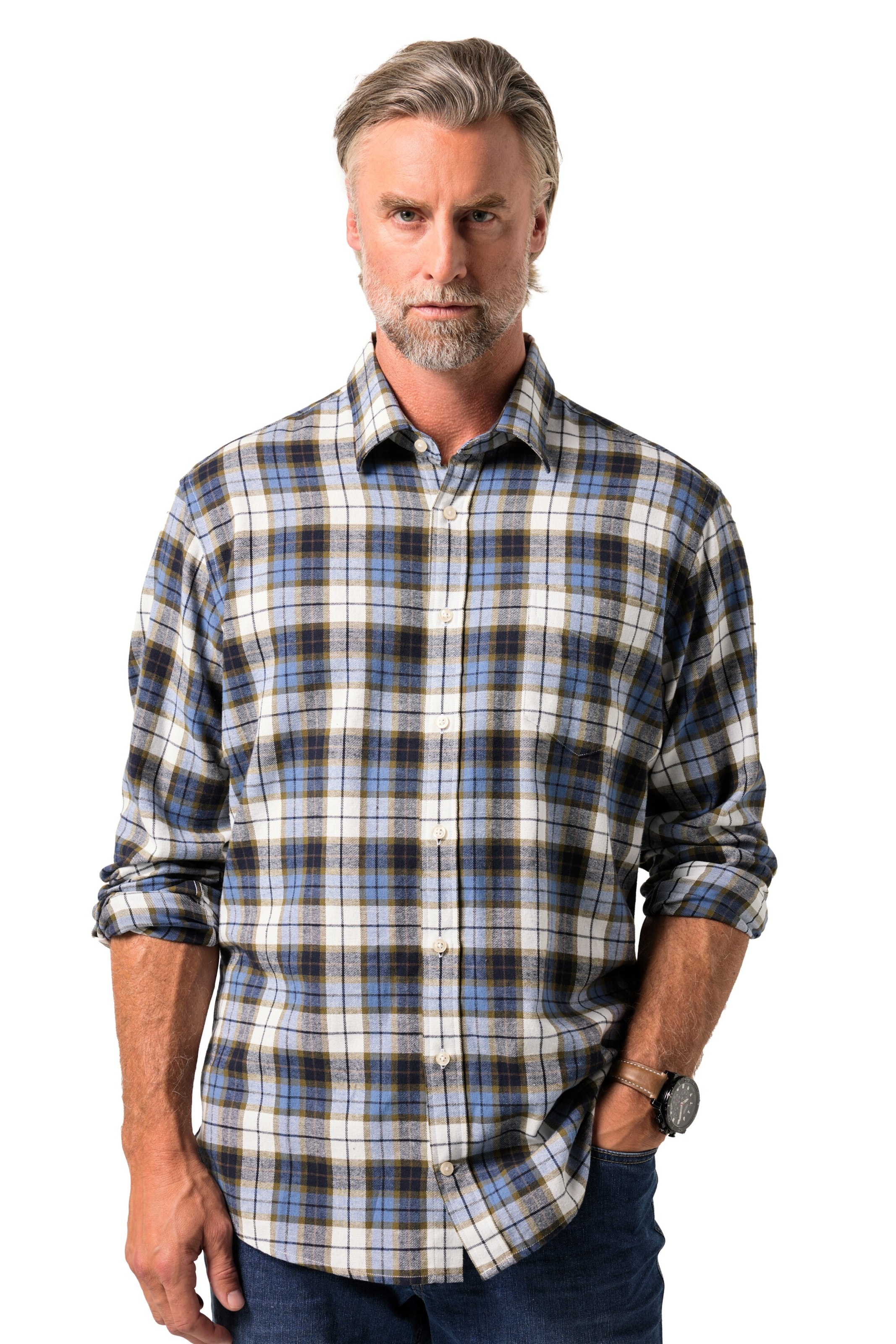 Boston Park Regular fit Button Up Shirt in Blue: front