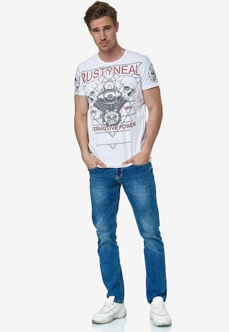 Rusty Neal Cooles T-Shirt mit Front-Print in Weiß