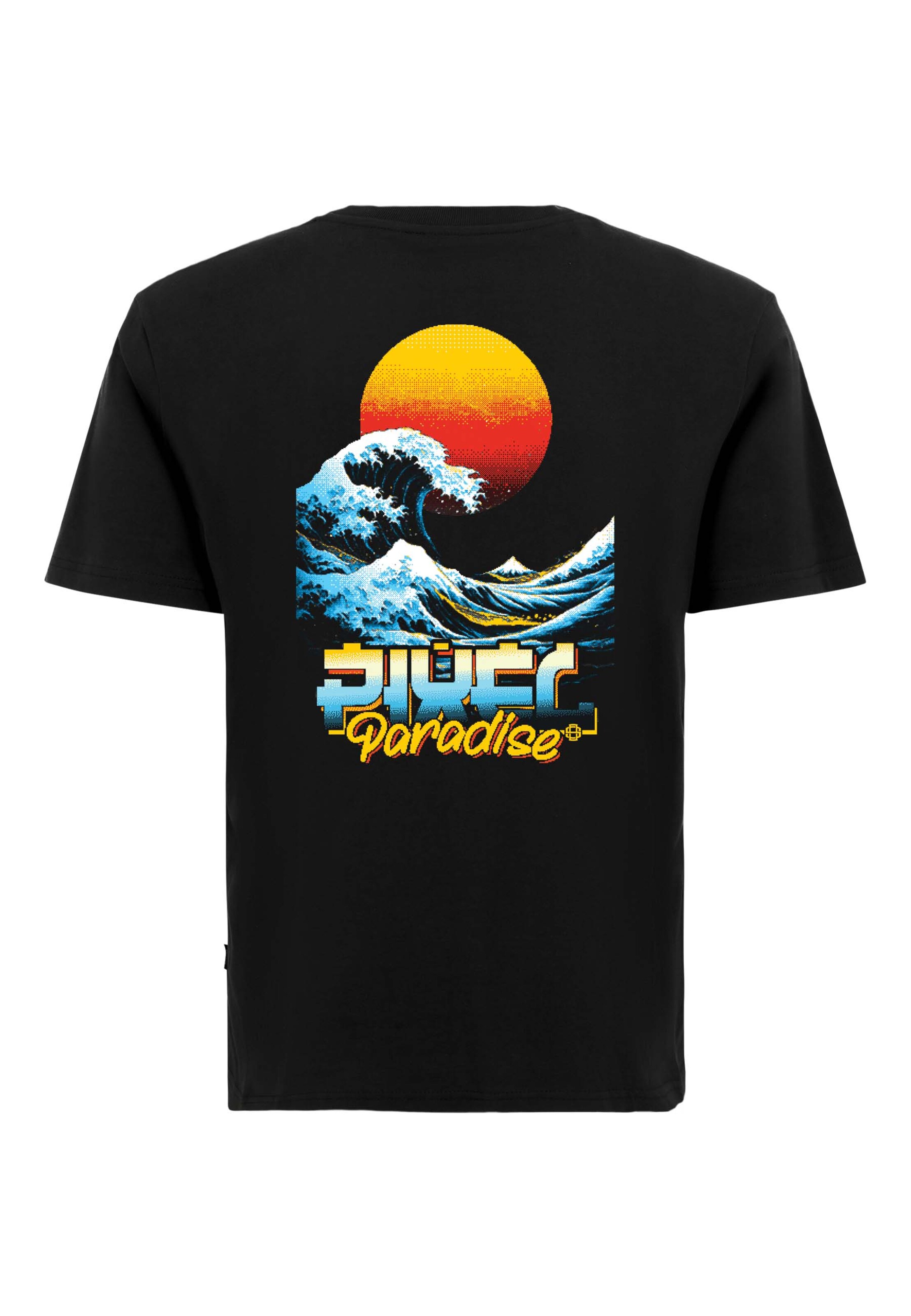 Oldskull T-Shirt 'Retro Pixel Wave Logo Graphic' in Schwarz: Vorderseite