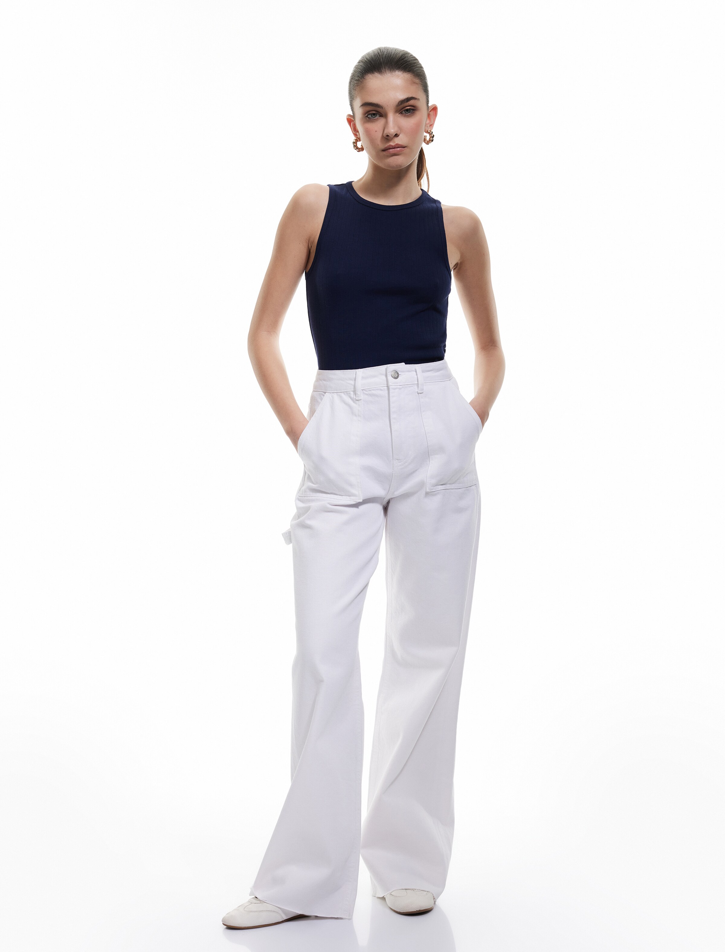 Koton Wide leg Jeans in White: front