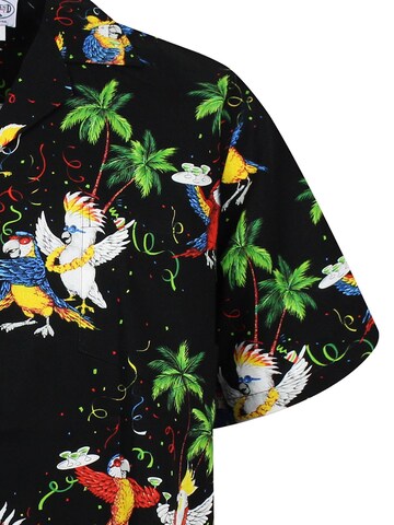 Pacific Legend Regular fit Button Up Shirt 'Party Papageien' in Black