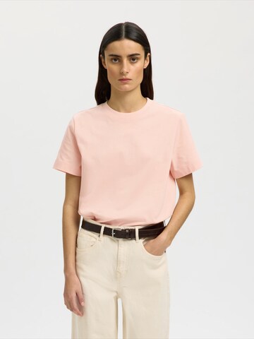 SELECTED T-Shirt 'SLFEssential' in Pink: Vorderseite