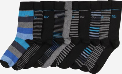 CR7 - Cristiano Ronaldo Chaussettes en turquoise / bleu clair / bleu foncé / gris chiné, Vue avec produit