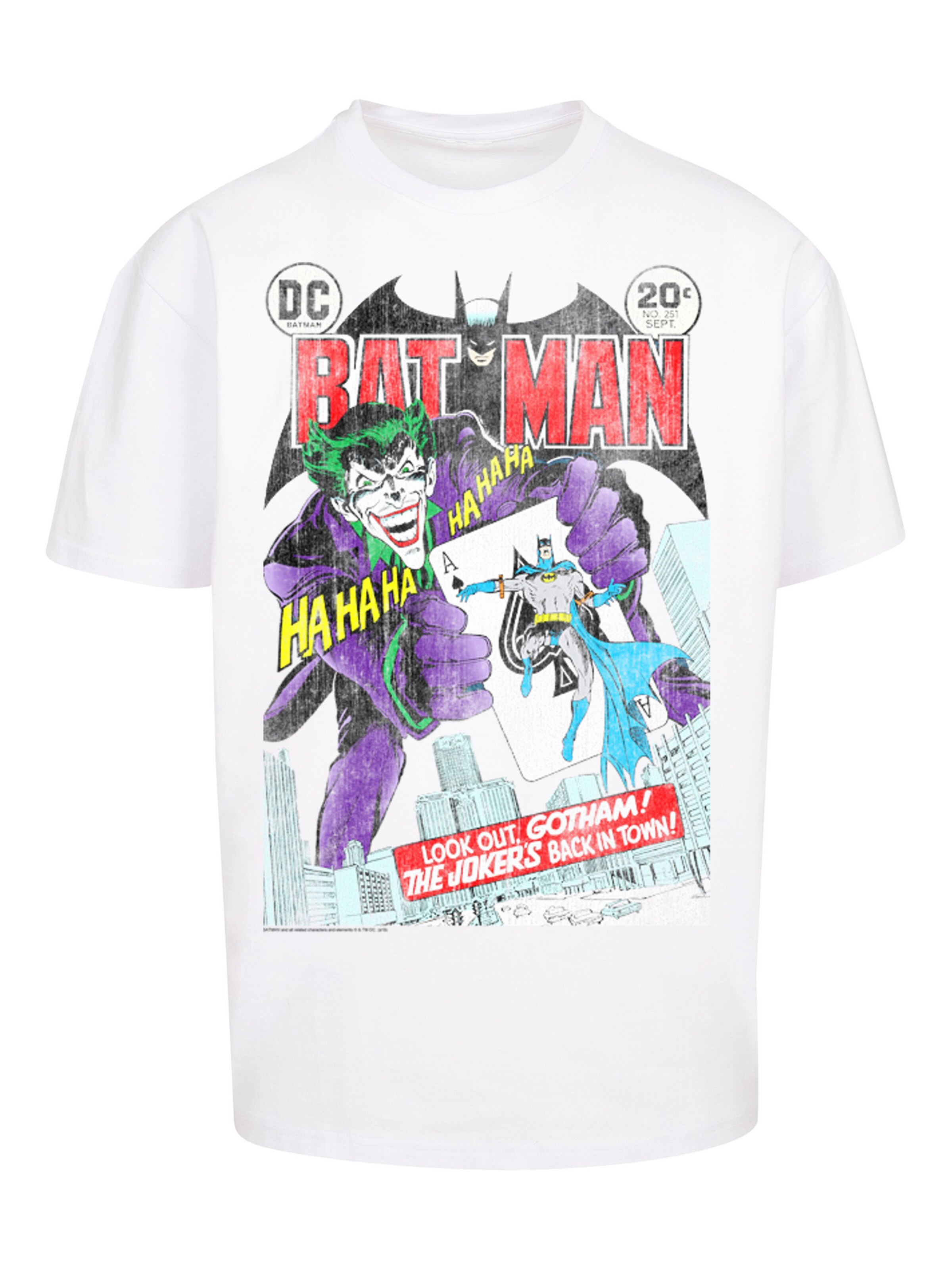 Maglietta 'Batman Joker Playing Card Cover' di F4NT4STIC in bianco: frontale