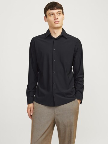 JACK & JONES Slim fit Button Up Shirt in Black: front