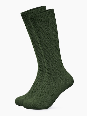 HerzSticht Traditional socks 'Bergdistel' in Green: front