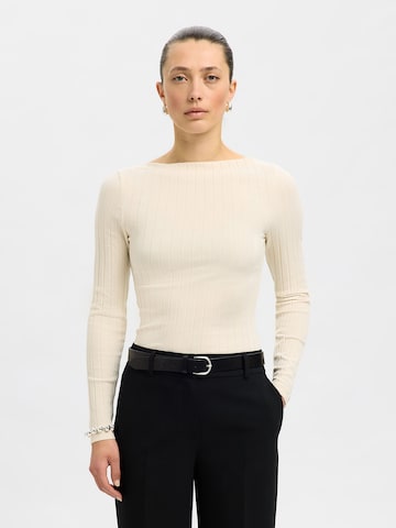 SELECTED Shirt 'SLFSIGNE' in Beige: voorkant