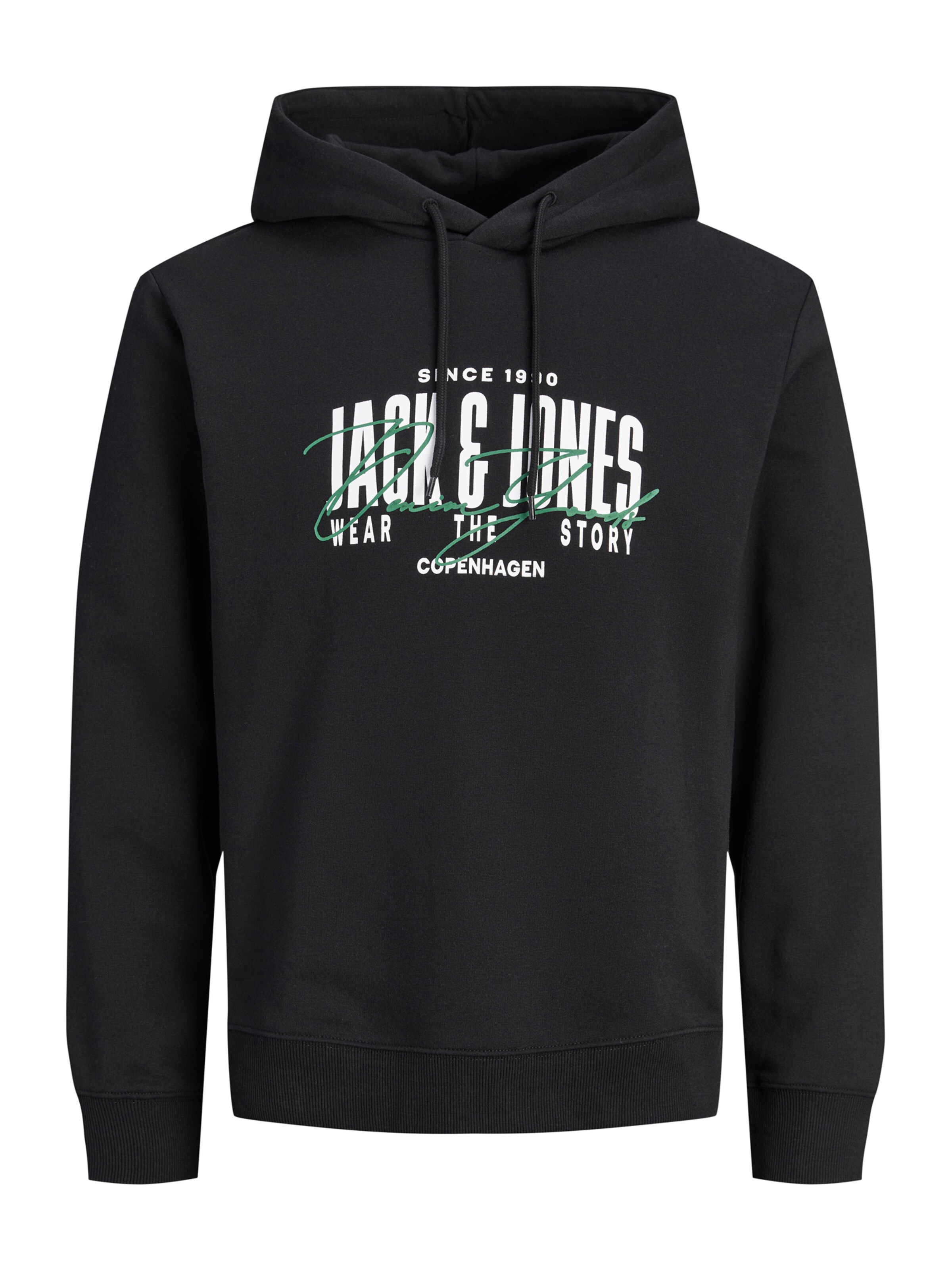 JACK & JONES Sweat-shirt 'JJAERO' en S en émeraude / noir / blanc, Vue avec produit