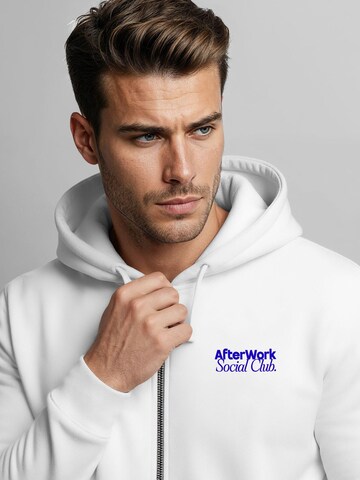 Neverless Zip-Up Hoodie 'After Work Social Club' in White