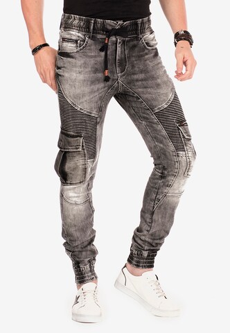 CIPO & BAXX Regular Cargo Jeans 'Slate' in Black: front
