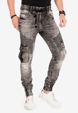 CIPO & BAXX Regular Cargo Jeans 'Slate' in Black: front