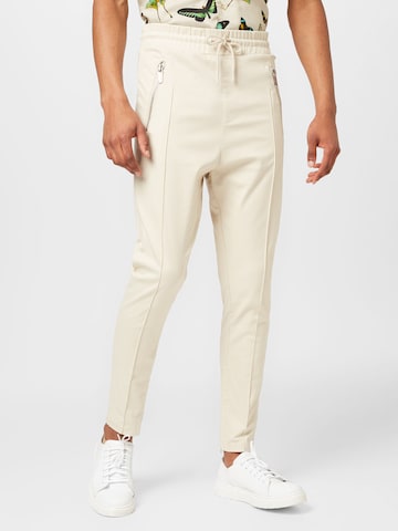 Elias Rumelis Slim fit Trousers with creases in Beige: front