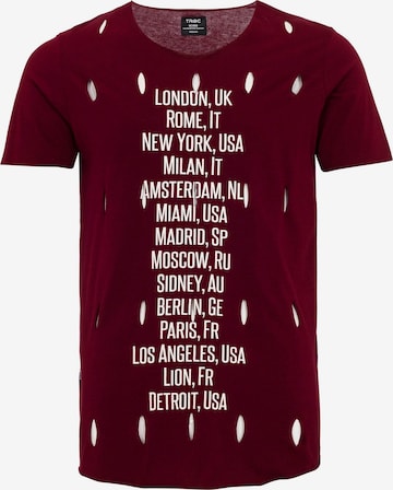 Redbridge T-Shirt Los Angeles mit trendigen Cuts in Rot: predná strana