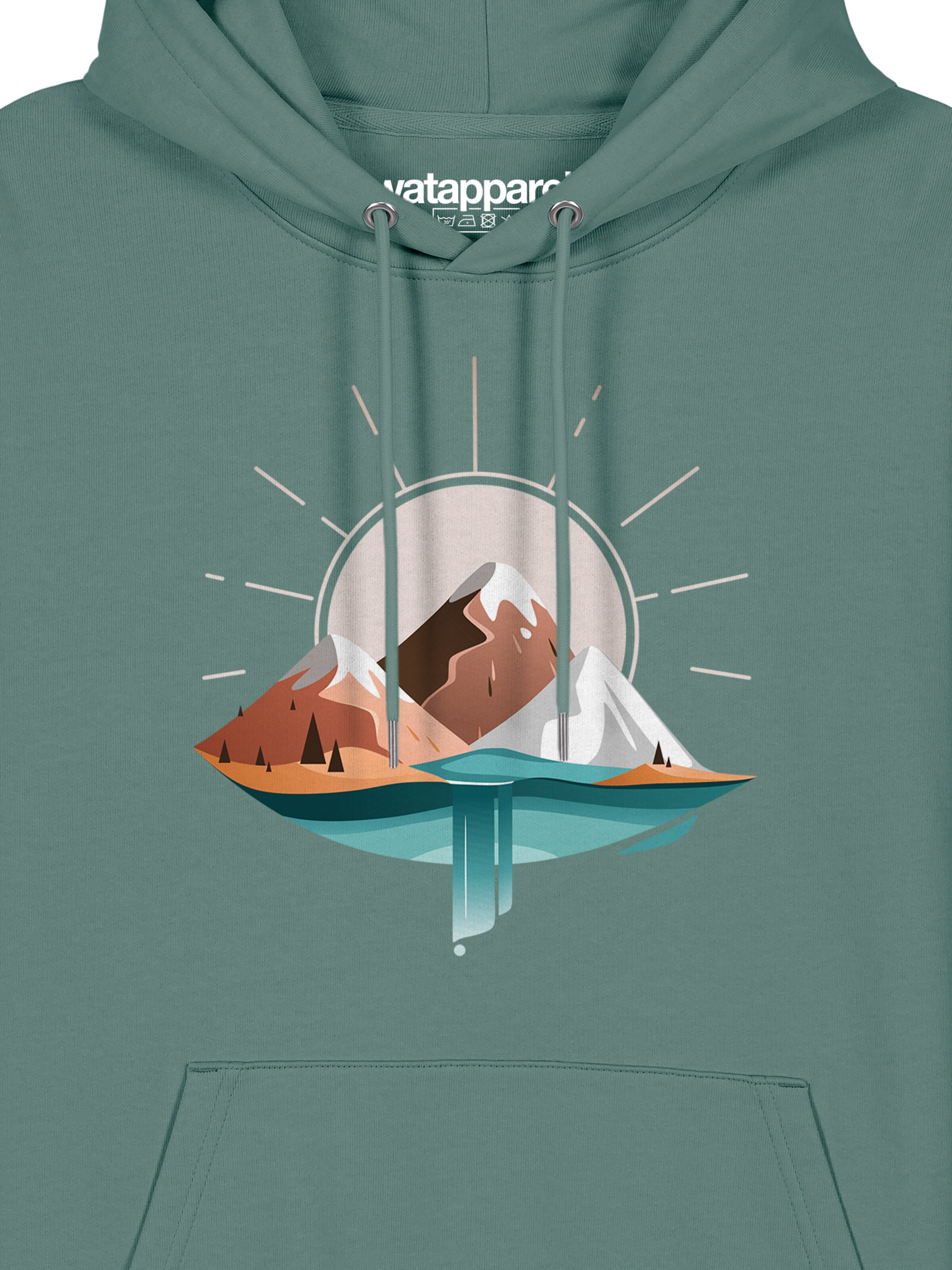 Felpa 'Sunrise & Lake' di Watapparel in verde