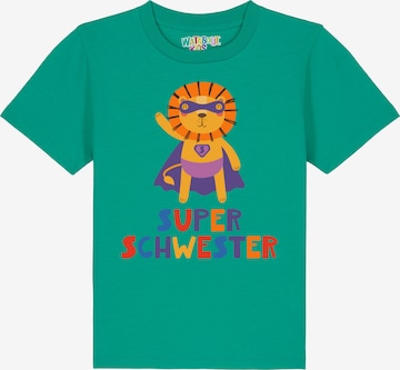 watabout.kids Shirt 'Löwe Superschwester' in Green: front