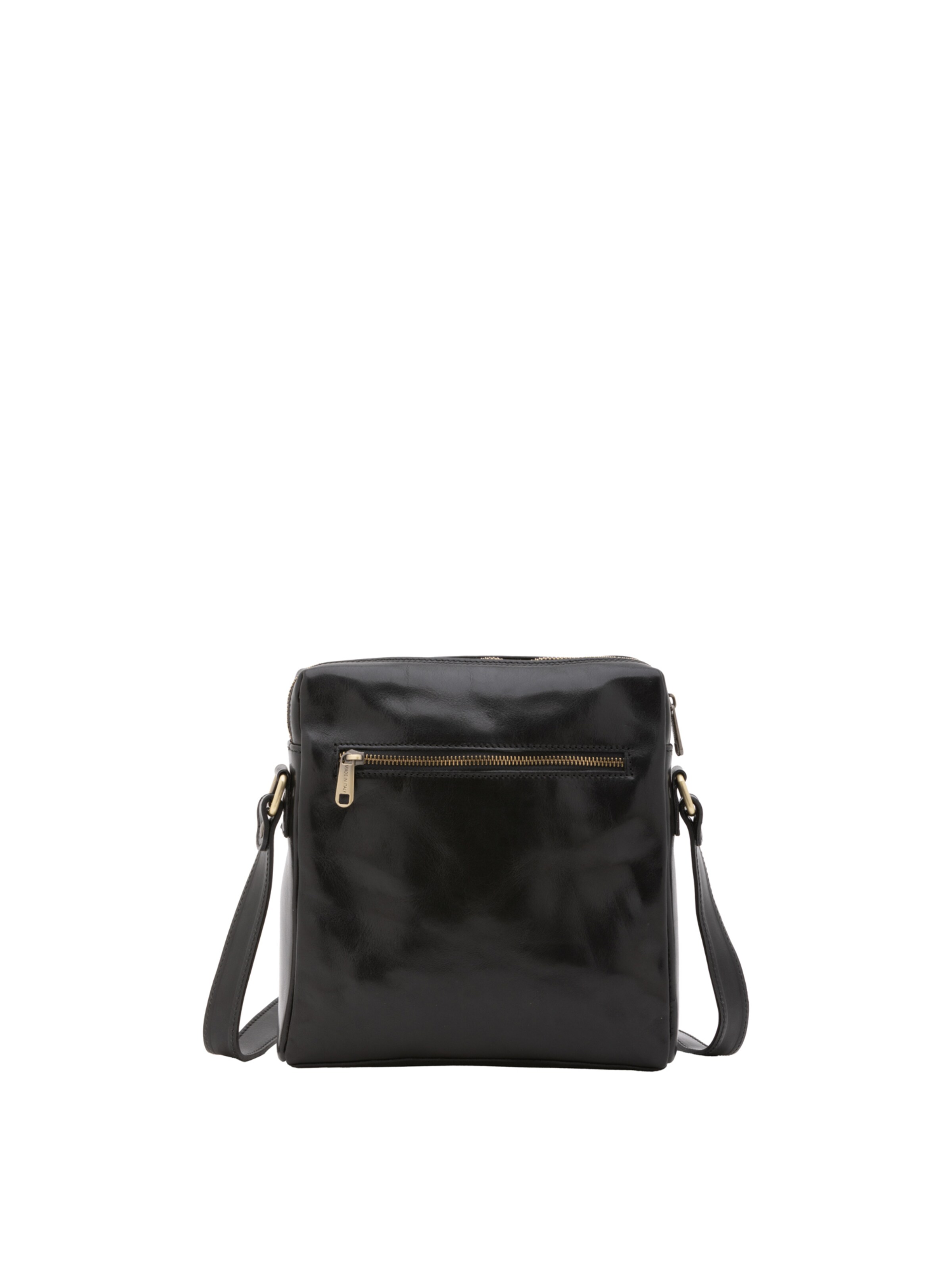 Borsa a tracolla 'Borsa a tracolla uomo vera pelle vacchetta con zip - Made in Italy' di I Fratelli in nero: frontale