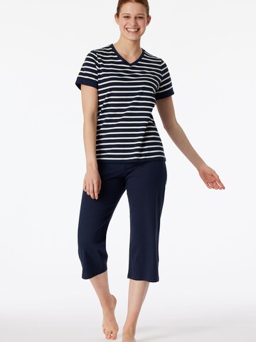 SCHIESSER Short Pajama Set ' Casual Essentials ' in Blue: front