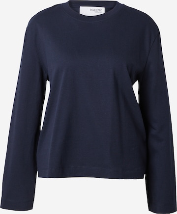 T-shirt 'ESSENTIAL' SELECTED FEMME en bleu : devant