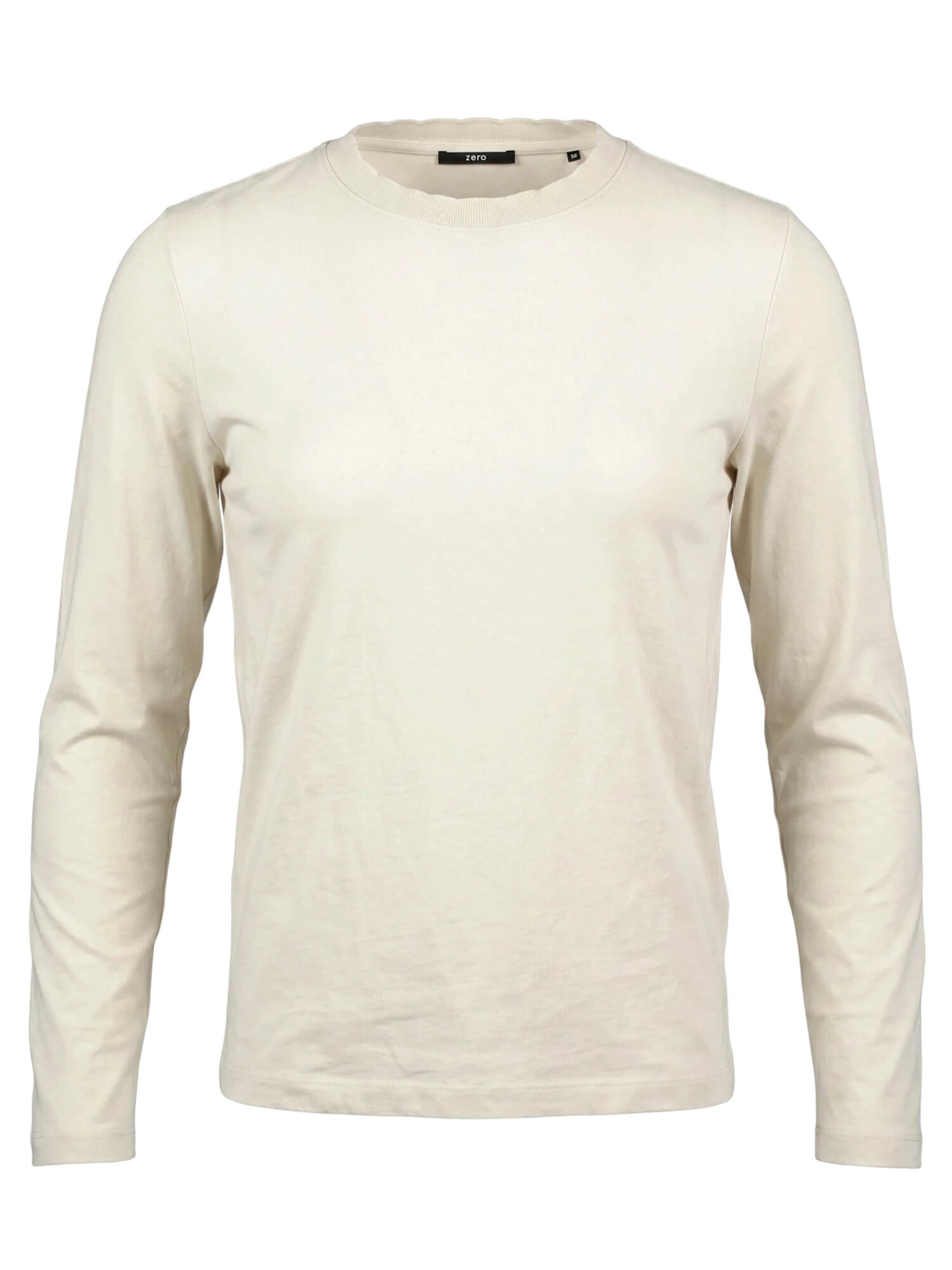 zero Basic Langarm-Shirt unifarben in Beige: Vorderseite