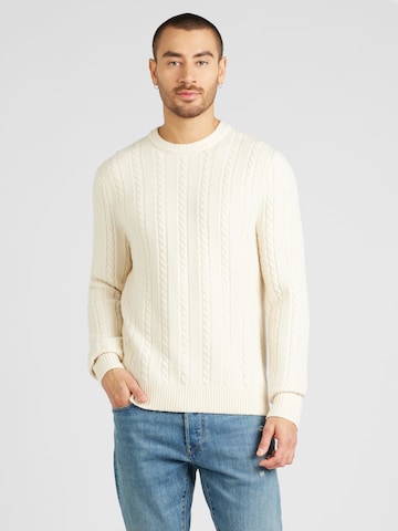 Pull-over Abercrombie & Fitch en beige : devant