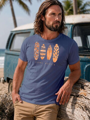 Neverless Shirt 'Long Beach'‌‌‌‌‌‌‌‌‌ in Blau