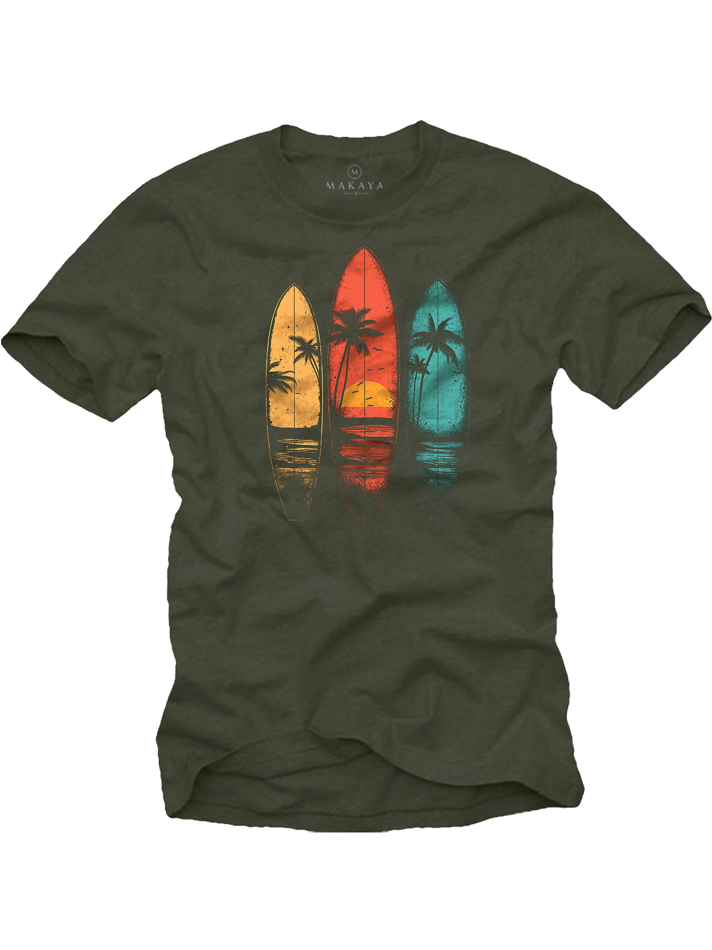 MAKAYA Shirt 'Sufboards' in Green: front