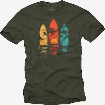 MAKAYA Shirt 'Sufboards' in Green: front