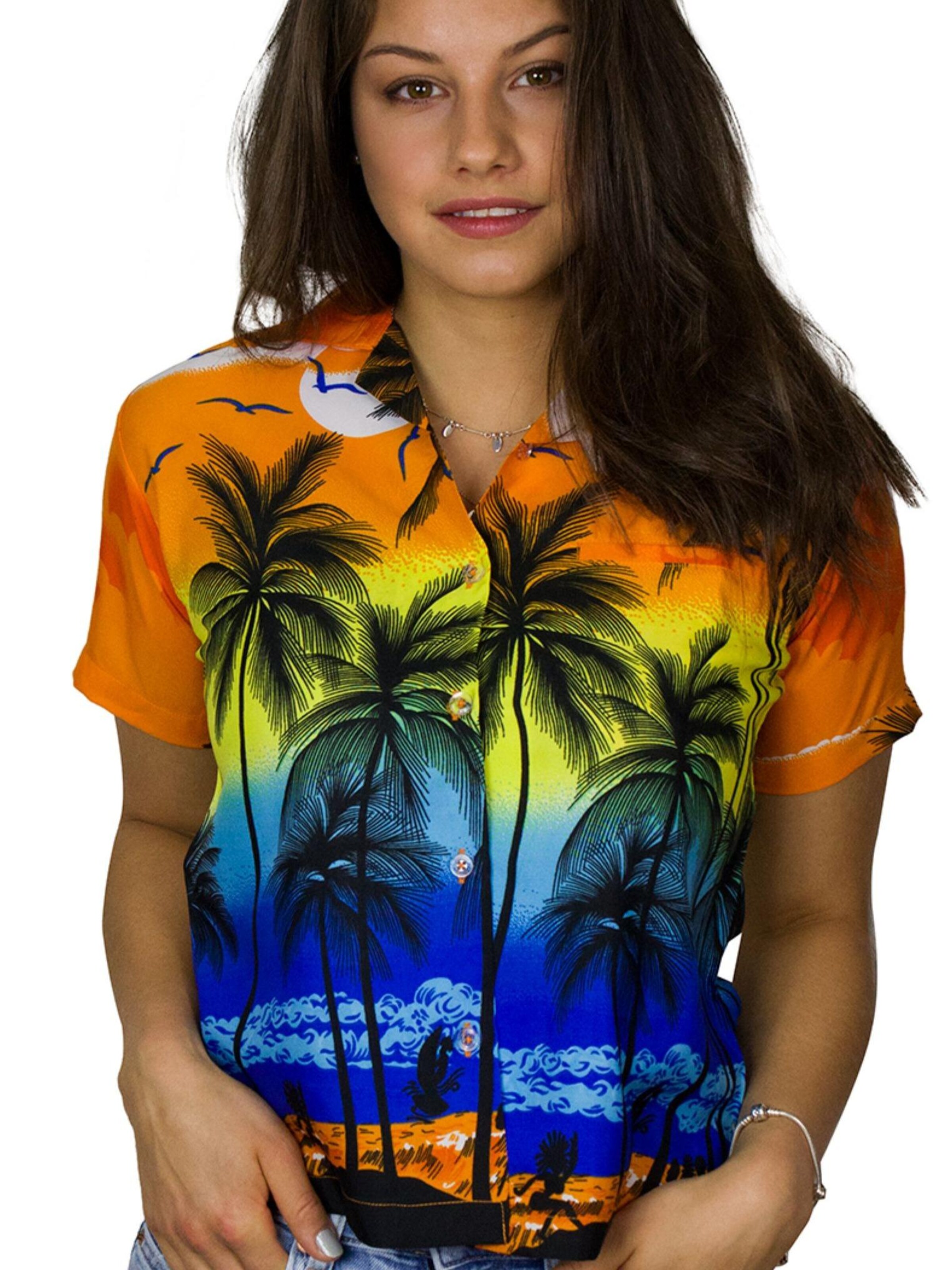 King Kameha Blouse 'Beach' in Orange: front