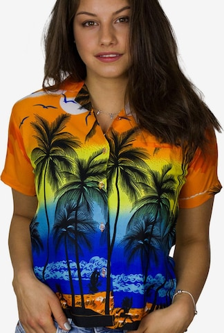 King Kameha Blouse 'Beach' in Orange: front