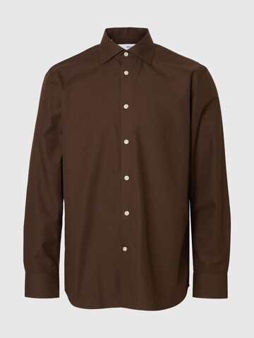 SELECTED Regular fit Overhemd in Bruin