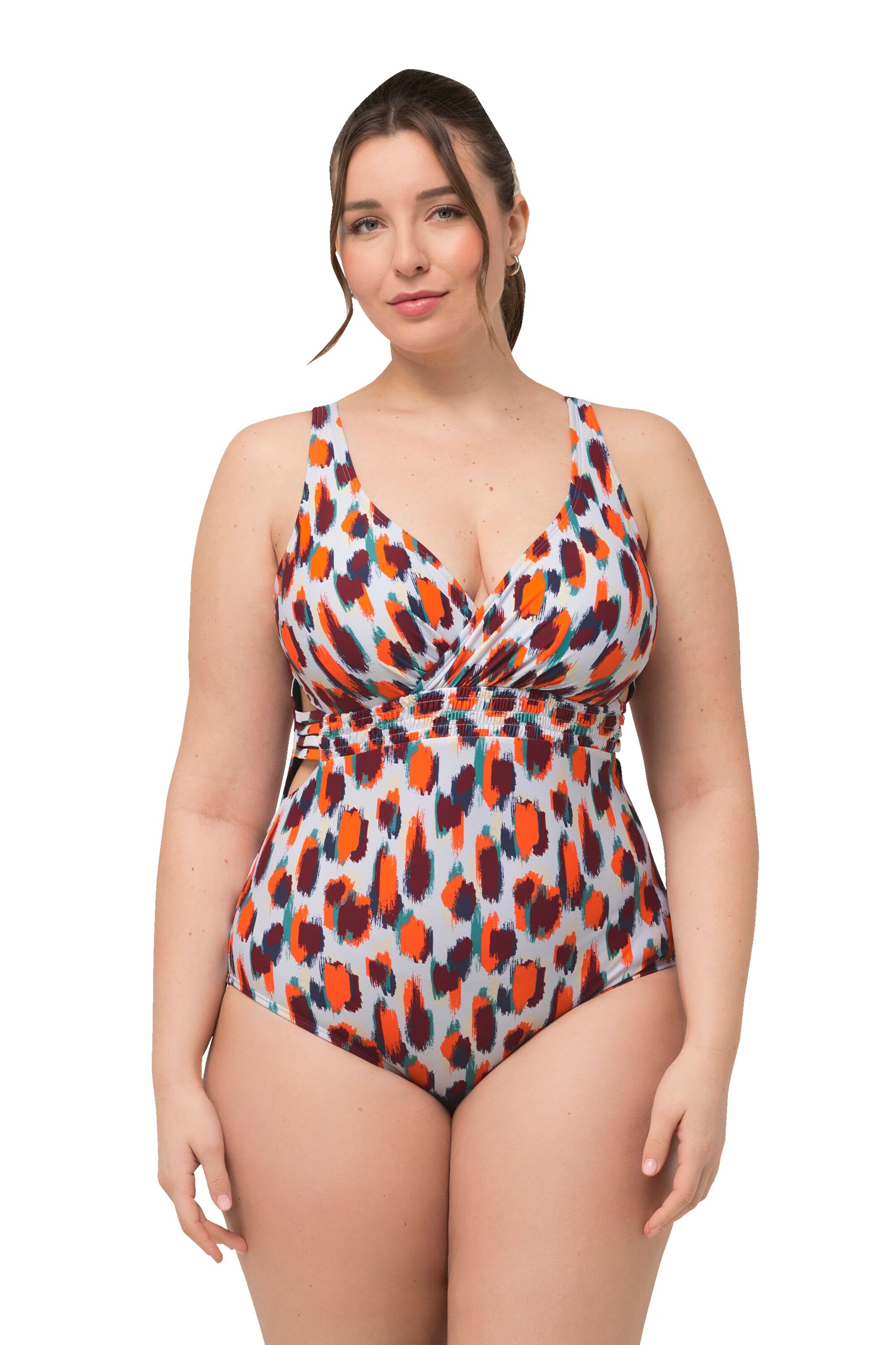 Ulla Popken Bustier Badpak in Gemengde kleuren: voorkant