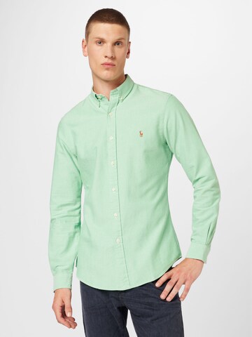 Coupe slim Chemise Polo Ralph Lauren en vert : devant