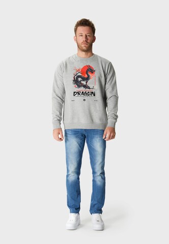 Oldskull Sweatshirt 'Asian Dragon Spirit Graphic' in Grey