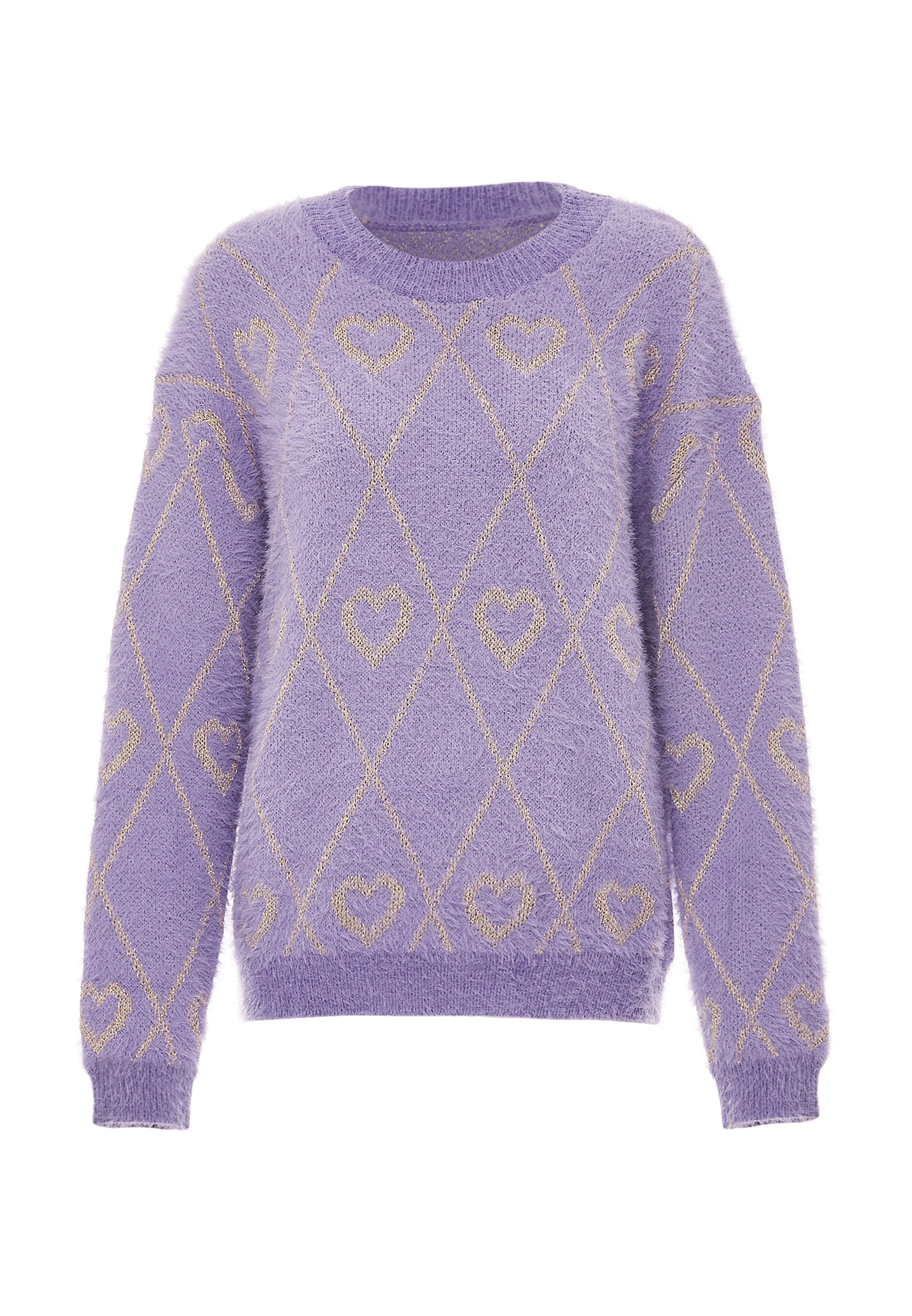 Pulover de la ebeeza pe mov: față