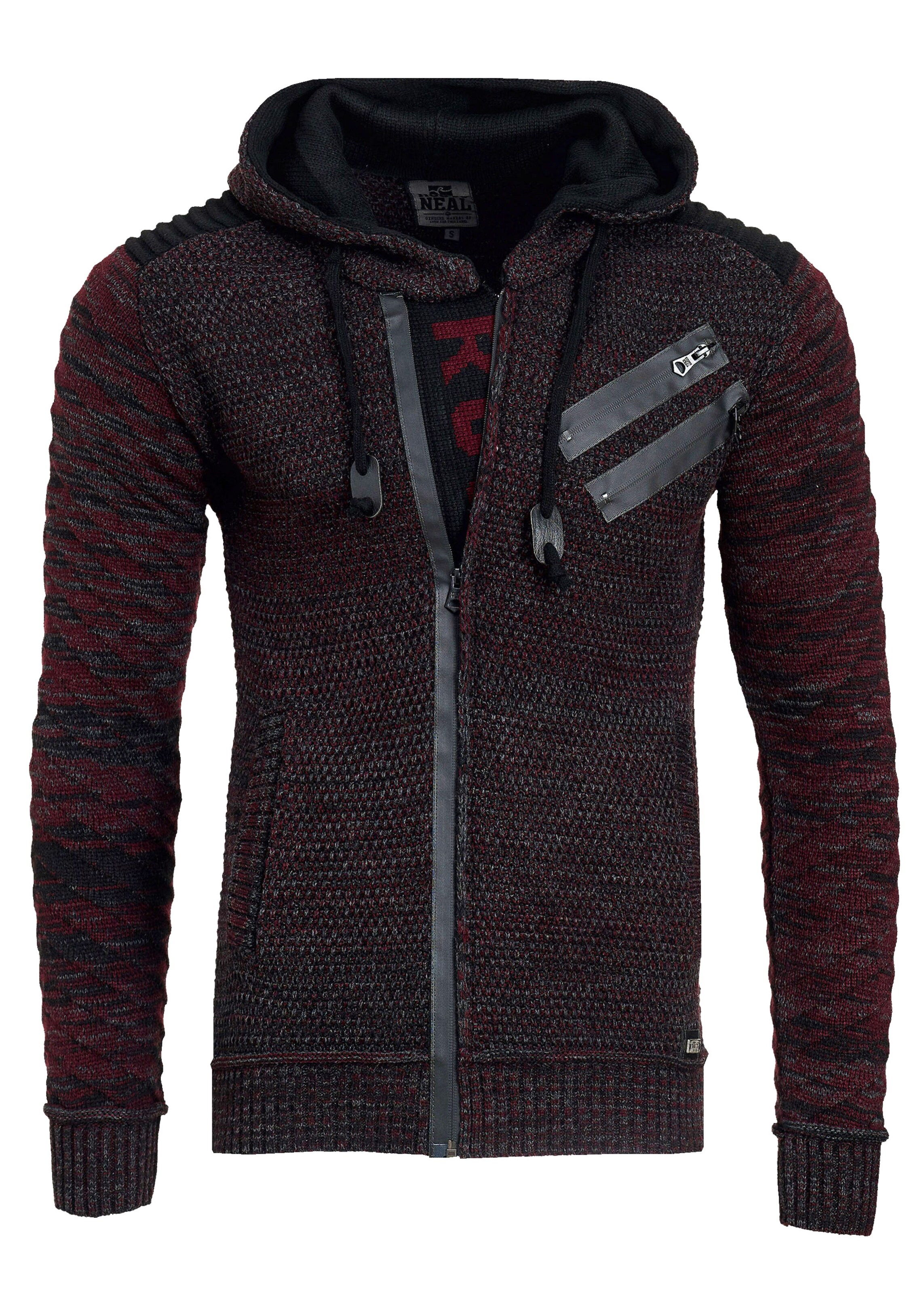 Rusty Neal Strickjacke in Schwarz: Vorderseite