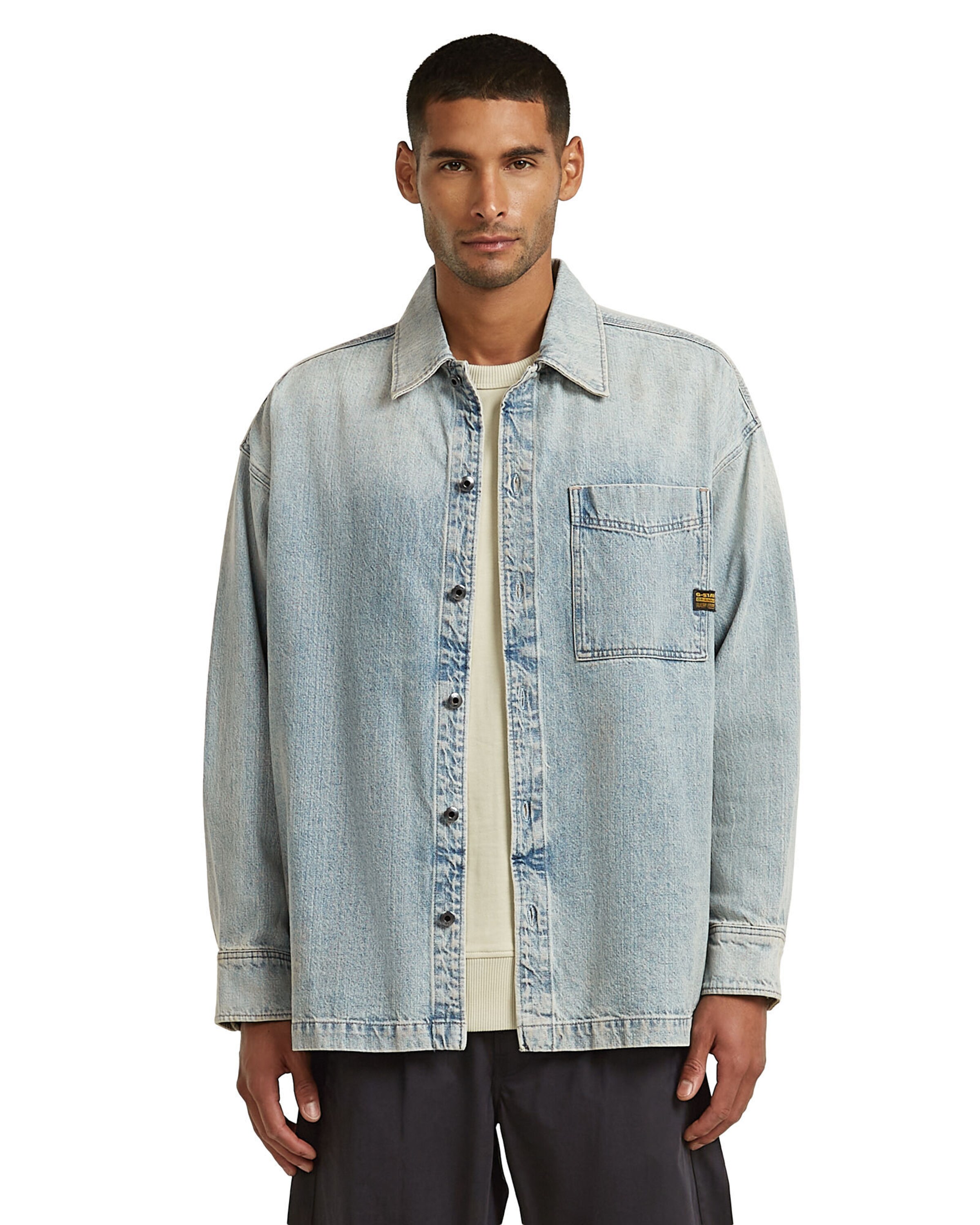 G-STAR Comfort Fit Hemd 'Boxy Fit Overshirt' in Blau: Vorderseite