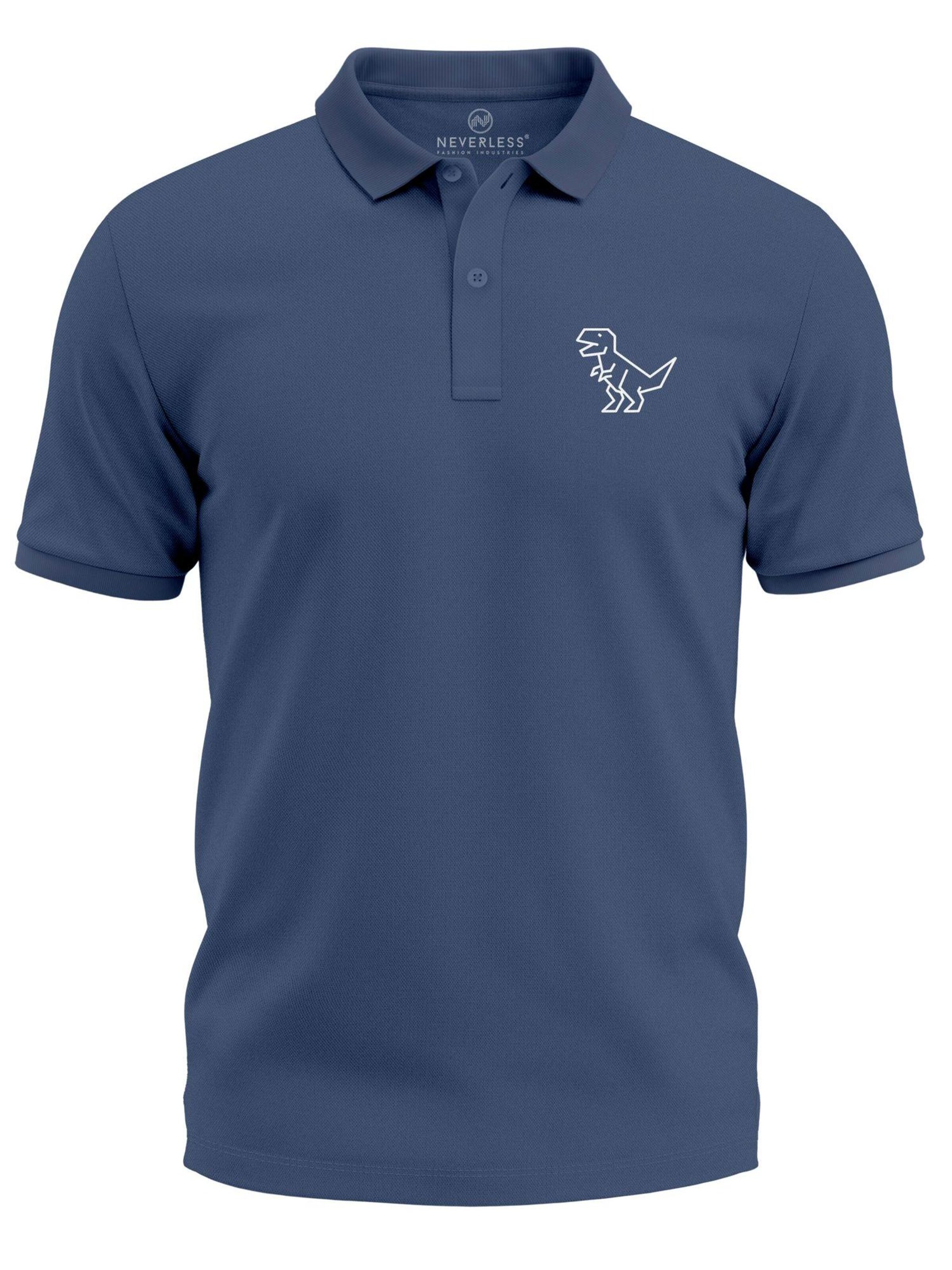 Neverless Shirt 'Polygon T-Rex' in Blue: front