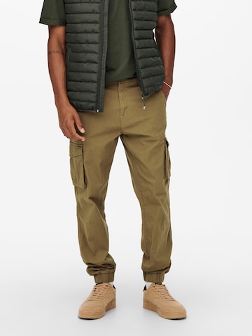 Only & Sons Tapered Cargo Pants 'Mike' in Green: front