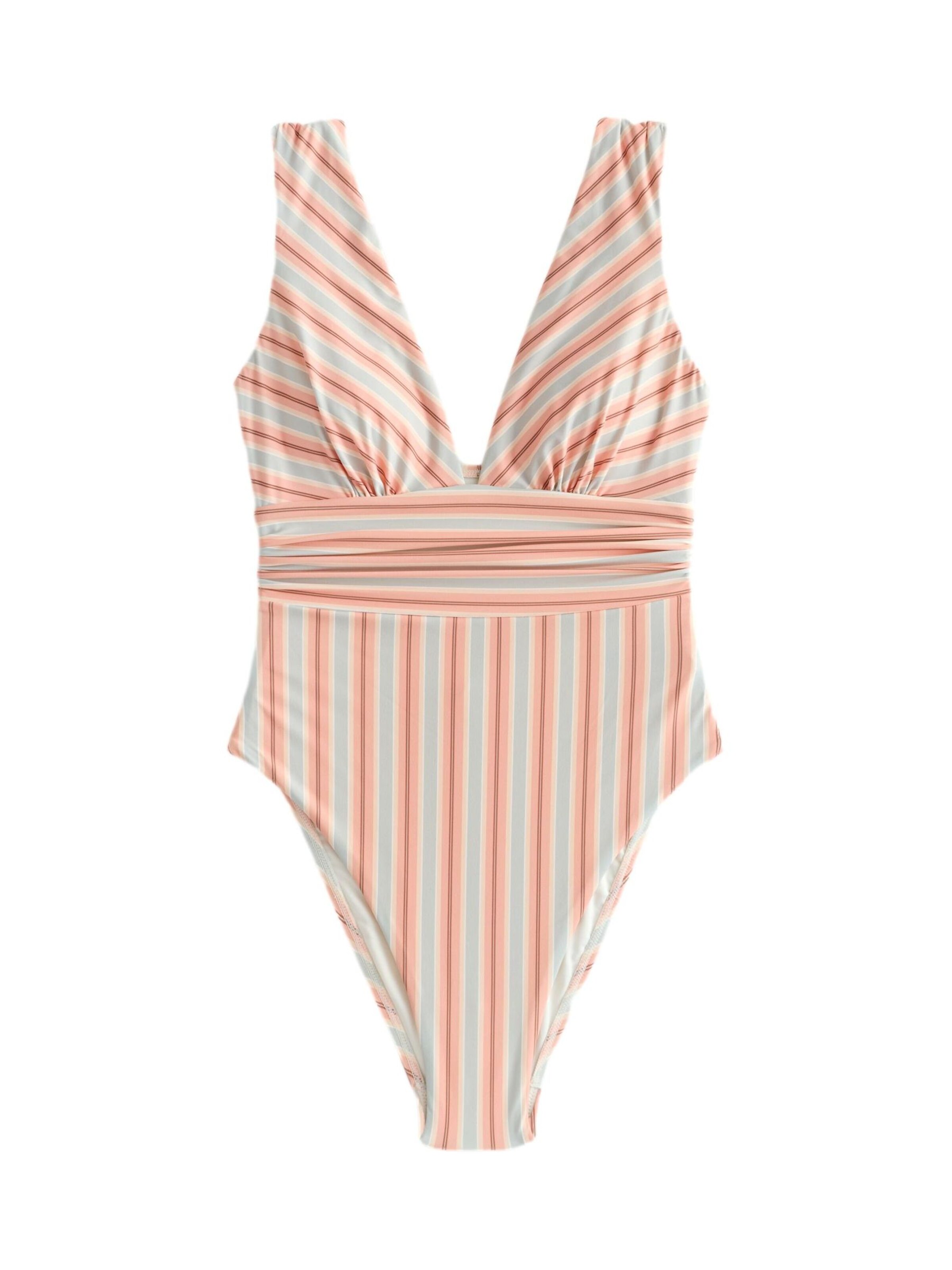 Next Shapingbadeanzug in hellblau / pfirsich / schwarz, Produktansicht