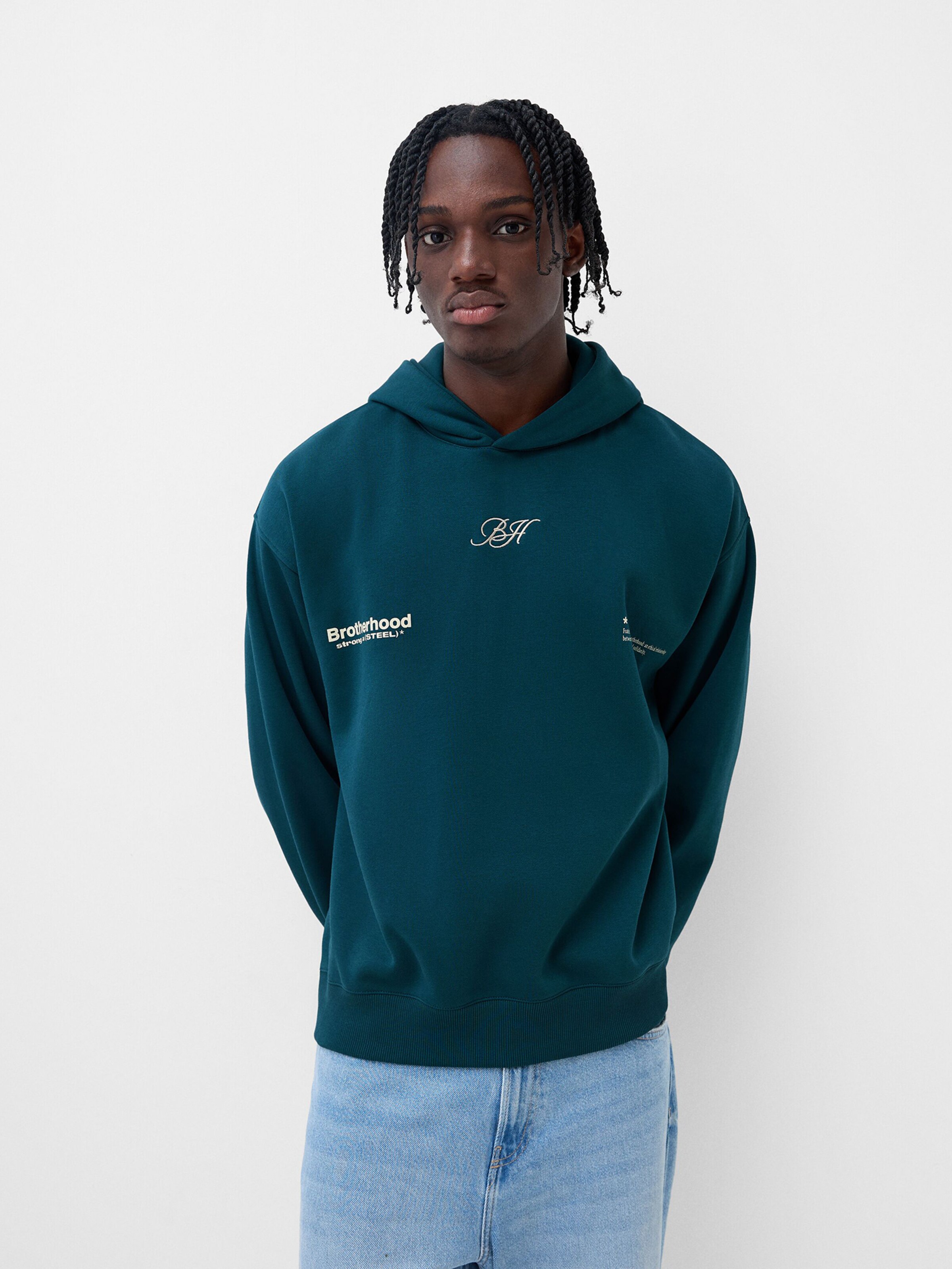 Bershka Sweatshirt in Cyan Blue ABOUT YOU