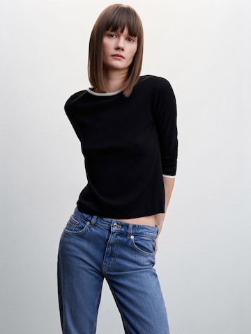 MANGO Sweater 'Piping' in Black: front