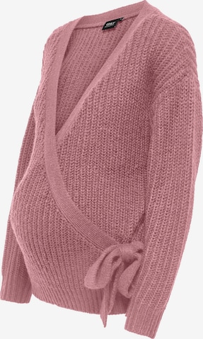 Only Maternity Плетена жилетка в розово: отпред